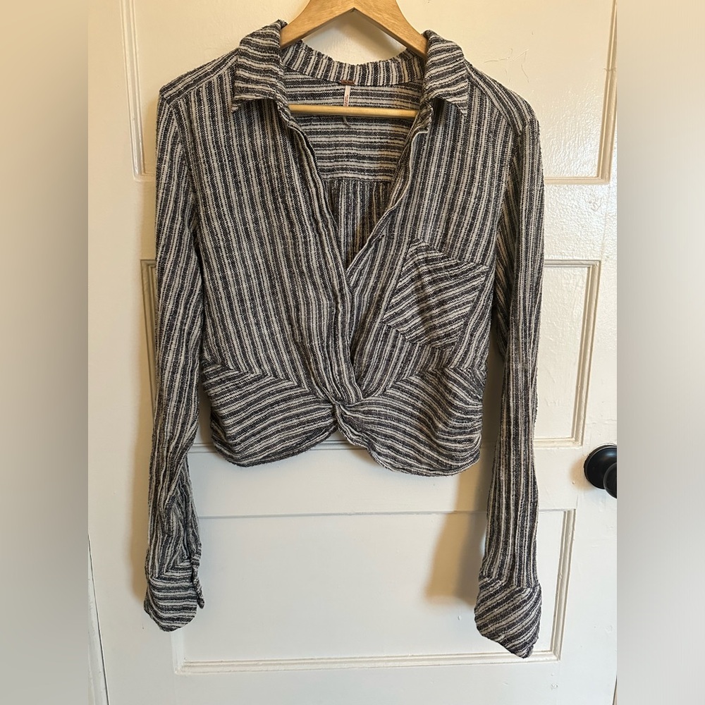 Free People Cropped Striped Shirt